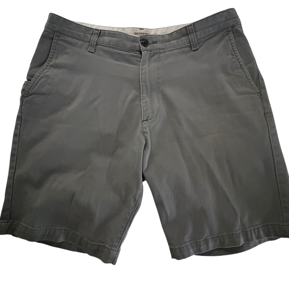 Dockers Mens Perfect Short D3 Classic Fit Gray Chino Shorts 34 35412-0663